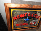 New Castle Brown Ale Beer Bar Sign Mirror  the One And Only  21 X 16  Oak Frame