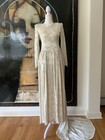 1940s Wedding Dress Floral Satin - Vintage Wedding Dress Xs S