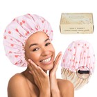 Large Shower Caps For Women Reusable Waterproof Satin Lined Shower Cap With Adju