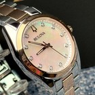 Bulova Surveyor 98p207 Mother Of Pearl White Dial Rose Gold Strap Women s Watch