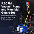 1 Hp 9 6 Cfm Dual Stage Hvac Vacuum Pump   4 Way Ac Manifold Gauge Set For R134a