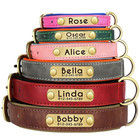 Soft Leather Personalized Dog Collar Id Tag Engraved For Small Medium Large Dogs