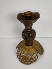 6 5    Brass Filigree Reticulated Pierced Design Adjustable Pillar Candleholder
