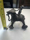 Antique Indian Elephant Temple Toy On Wheels Brass Heavy Metal