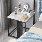 Minimalism Marble Stone Side Table White Top Black Frame End Side Coffee Tables