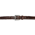 Genuine Bonded Leather Brown Braided Belt With Silver Buckle 42  Long -3 4  Wide