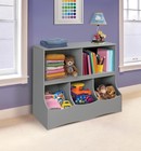 Badger Basket Multi Bin Storage Cubby With Open Shelves 37 Inch Grey Organizer