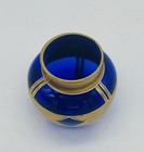 Antique Bohemian Josef Riedel Cobalt Blue  Glass Vase Gold Gilded Enamel