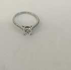 14k White Gold Cushion Cut Diamond Engagement Ring Solitaire With Accents