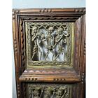 Vintage East Indian Folk Art Wall Decor W  4 Hand-cast Brass Plaques 9 In X 9 In