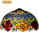 16 Inch Tiffany Style Stained Glass Lamp Shade Replacement Vintage Rose Lamps   