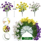 Waipfaru 20 Bundles Artificial Pansy Flowers For Outdoor Uv Resistant Faux Silk