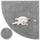 Corner Cat Litter Mat 31 x 31  Kitty Litter Box Trapping Mat Large Light Gray