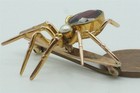 Large Spider Brooch C1910 - Antique English 9k Rose Gold Garnet   Pearl