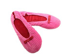 Legacy Pink And Black 2 Pair Ribbed Velour Ballet Slippers Medium   7-8 