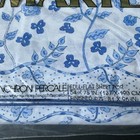 Vintage Martex Full Flat Sheet Percale Cotton Blend Blue White Floral Porcelain