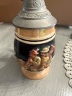 Vintage German Beer Stein W  Pewter Lid