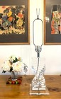 Vintage 1970s Mid-century Clear Lucite Helix Spiral Table Lamp 3 Way Switch