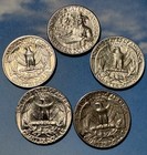 1964d Silver  1965  1973  1976d 1979d   5 Washington Quarters Circulated 