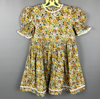 Vtg Cat Calico Prairie Dresses 2t 1980s Handmade Puff Sleeve Lace Trim