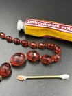 Vintage Cherry Amber Bakelite Oval Bead Necklace 1920s Tested