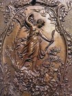 Antique Victorian Cast Iron Fireplace Cover Roman Goddess Diana Huntress