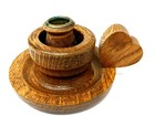 Vintage Meyer Mill Oak Woodcraft Primitive Heart Votive Candle Holder Folk Art