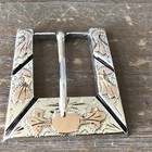 Sterling Silver  75    Square Engraved Filigree Western Belt Buckle 23 34g   sb60 