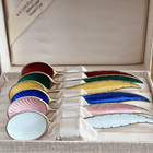 Six Sterling 925 Enamel Demitasse Spoons A s Carlsen   Sonn Silversmith Norway