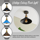 Vintage Ceiling Flush Light Retro Industrial Metal Cone Shade E26 Ceiling Lamp