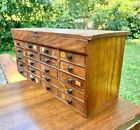 Antique Twenty Drawer Oak Watchmaker s Chest   Box   Cabinet