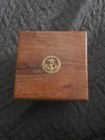 Nautical Antique Brass Gimballed Compass In Wooden Box     Brown 