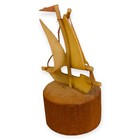 Japanese Miniature Ships Lot Of 4 Vintage Mcm Handmade Japan Clipper Sailboat