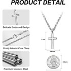 Silver Cross Necklace For Men  925 Sterling Silver Mens Cross Pendant With Wh   