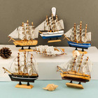 Wooden Sailboat 6 Pack Miniature Sailboat Model Ship Nautical Decor Tabletop Dec