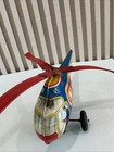 Vintage 1960s J  Chein Tin Toy Town Airways Helicopter Wind Up Toy Litho