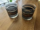 Vtg Dollywood Dolly Parton Black Gold Rocks Glasses Set Of 2 Lowball Whiskey