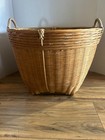 Vtg  Large 16  T Woven Wicker Rattan Basket W  Handles