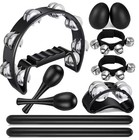 10 Pcs Tambourine Set - Half Moon  Foot Tambourine  Maracas  Egg Shakers  Bells