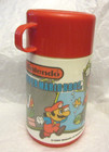 Vtg 2 Super Mario Bros Nintendo Pieces  Lunchbox Cup 1988 Red Lid Aladdin  