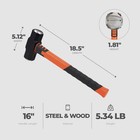 Groz 4 Pound Head Hard Face Sledge Hammer With 16 Inch Fiberglass Handle