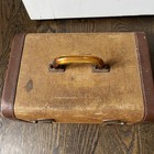 Vintage Tweed Train Case Makeup Vanity Storage Lucite  Handle Leather Trim