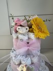 Pink Floral Handmade Diaper Cake For Baby Girl- Gift Or Centerpiece For Shower