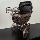 Victorian Wicker Rattan Metal Baby Doll Carriage Stroller Pram Buggy Decor 
