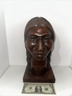 Antique Native American Indian  Bust Carved Wood Folk Art