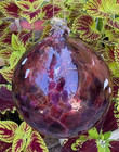 Kitras Hand-blown Art Glass Ball globe ornament - Purple W white Accents - Euc 