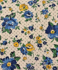 Vintage 1930 s-40 s Feedsack Fabric Piece 10x8 5  Blue   Yellow Floral W dots