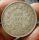 d37 british East India Company  1840 Silver Rupee Of Victoria Queen Indian Head