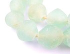 Jumbo Clear Aqua Bicone Recycled Glass Beads 25mm Ghana African Sea Glass
