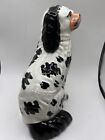 Antique English Staffordshire Spaniel Dog Figurine Hand Painted Black White 10   